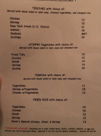 Kevin's Sushi Thai menu