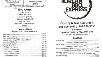 Korean Bbq Express menu