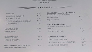 La Chouquette menu