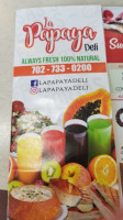 La Papaya Deli menu