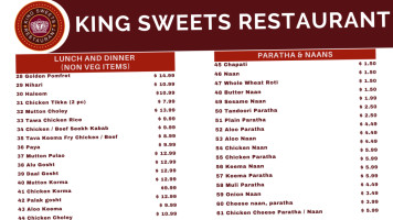 King Sweets menu