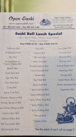 Open Sushi menu