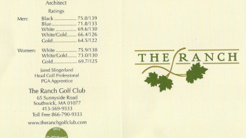 The Ranch Golf Club menu