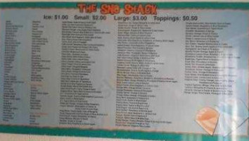 The Sno Shack menu