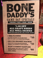 Bone Daddy's menu