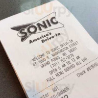 Sonic Drive-in menu