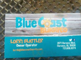 Blue Coast Burrito menu