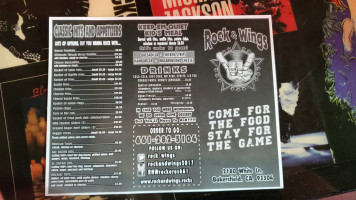 Rock Wings menu