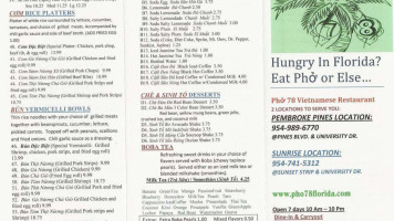 Pho 78 menu