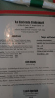 La Hacienda Restaurant menu