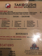 Takosushi menu