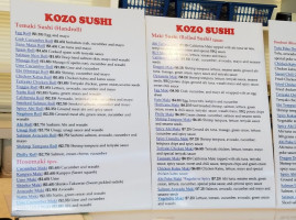 Kozo Sushi Hawaii Kilauea Ave. menu