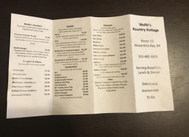 Wolfes Kountry Kottage menu