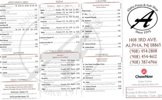 Alpha Pizza Sub Shop menu