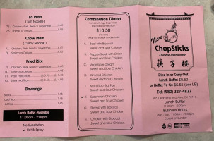 Chopsticks menu