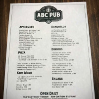 Abc Pub menu