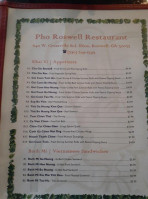 Pho Roswell menu