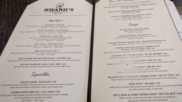 Khanh's menu