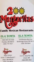 2 Margaritas Family menu