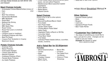 Ambrosia Pub Grill menu