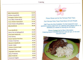 Waikikie Hawaiian Bbq menu