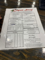 The Cajun Stop menu
