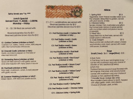 Thai Recipe menu