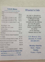 Wheeler's Cafe Inc. menu