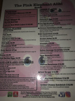 The Pink Elephant Alibi menu