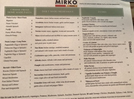 Mirko Pasta menu