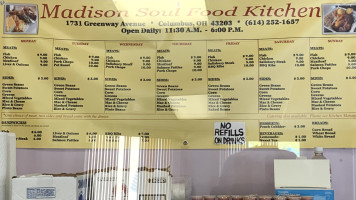 Madison Soul Food Kitchen menu