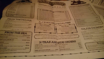 A J Spurs Saloon Dining menu
