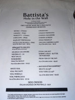 Battista's Hole In The Wall menu