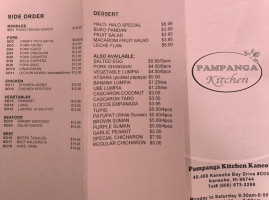 Pampanga Kitchen Windward City menu