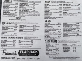 Francos Flapjack Family Resturant menu