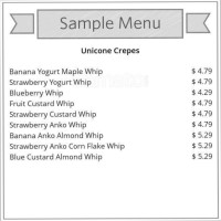 Unicone Crepes menu