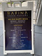 Rafina Greek Taverna menu