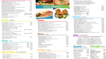 Marisco Centro Seafood Steak Restaurant Bar menu