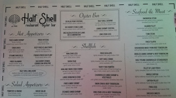 Half Shell Restaurant menu