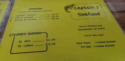 Captain J Seafood menu