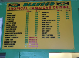 Blessed Tropical Cuisine menu