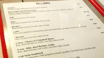 Kc’s Bbq menu