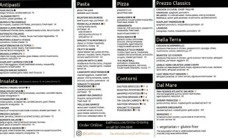 Prezzo Boca Raton menu