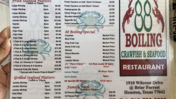 88 Boiling Crawfish Seafood menu