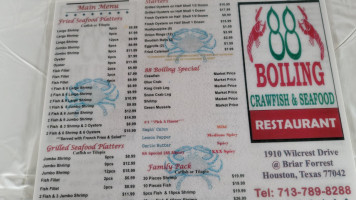 88 Boiling Crawfish Seafood menu