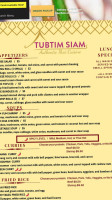 Tubtim Siam Thai Cuisine menu