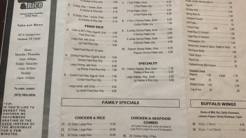 Crispy Chicken Rice menu