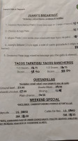 Juany’s Cafe Taqueria menu