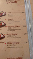 Korean Bbq menu