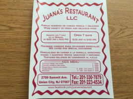 Juana's menu